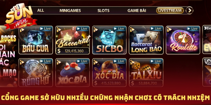 Cổng game sở hữu nhiều chứng nhận chơi có trách nhiệm