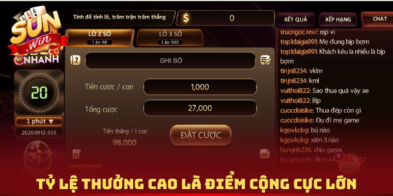 Tỷ lệ thưởng cao là điểm cộng cực lớn